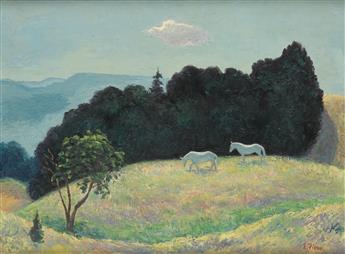 ERNEST FIENE Landscape with Horses.